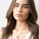 Pink Stone Heart Necklace In a Diamante Setting