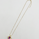Pink Stone Heart Necklace In a Diamante Setting