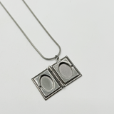 Booklet Locket Pendant Necklace in Silver