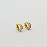Mini Huggie Hoop with Clear Stones - Gold