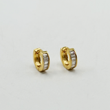 Mini Huggie Hoop with Clear Stones - Gold
