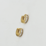 Mini Huggie Hoop with Clear Stones - Gold