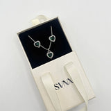 Green Diamante Heart Necklace and Earrings Set in Silver