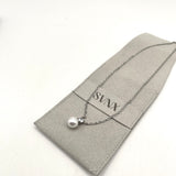 Large Pearl Diamante Necklace in Silver