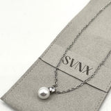 Large Pearl Diamante Necklace in Silver