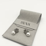 Floral Pearl Stud Earrings in Silver