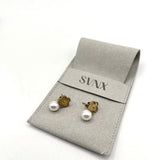 Floral Pearl Stud Earrings in Gold