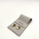 Floral Pearl Stud Earrings in Gold