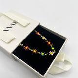 Daisy Chain Necklace in Multi Gold