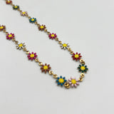 Daisy Chain Necklace in Multi Gold