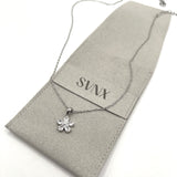 Floral Crystal Pendant Necklace in Silver