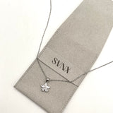 Floral Crystal Pendant Necklace in Silver