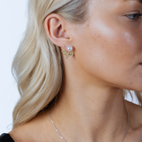 Pearl Leaf Earrings in Light Gold - Gift Boxed