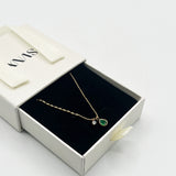 Teardrop Pendant Necklace in Emerald Green - Gift Boxed