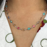 Crystal Chain Necklace in Multi - Gift Boxed