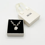 Pearl Chain Necklace with Camellia Pendant - Gift Boxed