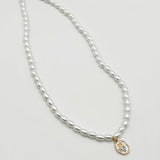 Pearl Chain Necklace with Gold Floral Pendant - Gift Boxed