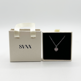 Pink Crystal Heart Pendant Necklace in Silver - Gift Boxed