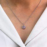 Pink Crystal Heart Pendant Necklace in Silver - Gift Boxed