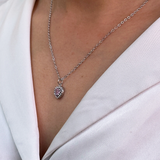 Pink Crystal Heart Pendant Necklace in Silver - Gift Boxed