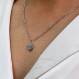 Blue Crystal Heart Pendant Necklace in Silver - Gift Boxed