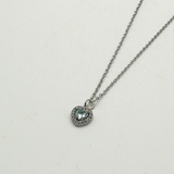 Blue Crystal Heart Pendant Necklace in Silver - Gift Boxed