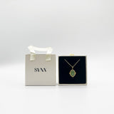 Green Stone Pendant Necklace - Gift Boxed