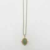 Green Stone Pendant Necklace - Gift Boxed