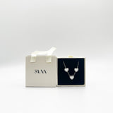Moonstone Heart Necklace & Earrings Set In Silver - Gift Boxed