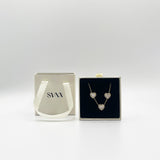 Moonstone Heart Necklace & Earrings Set In Gold - Gift Boxed