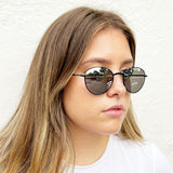 Classic Round Sunglasses with Mirror Lenses