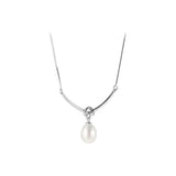 Baroque Oval Pearl Necklace in Silver