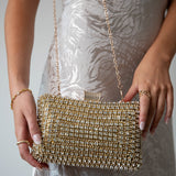 Gold Diamante Clutch Bag