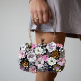 Black Floral Applique Clutch Bag