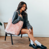 Pink Shaggy fur shopper bag