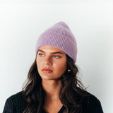 Ribbed Beanie Hat In Purple