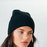 Ribbed Beanie Hat In Black
