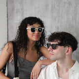 Classic Preppy Square Sunglasses With Key Hole Nosebridge