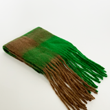 Chunky Green and Brown Check Scarf