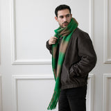 Chunky Green and Brown Check Scarf