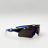 Outdoor Sports Racer Sunglasses in Multi Blue with Hard Case