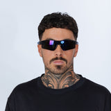 Outdoor Sports Racer Sunglasses in Multi Blue with Hard Case