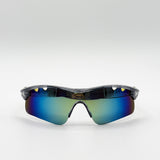 Outdoor Sports Racer Sunglasses in Multi Yellow with Hard Card