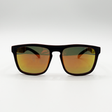 Matte Wayfarer Sunglasses with Case - Polarised with Orange Mirrored Lens