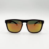 Matte Black Wayfarer Sunglasses with Orange Mirrored Lens