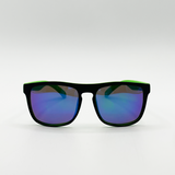 Matte Wayfarer Sunglasses with Case - Polarised With Blue Mirrored Lens