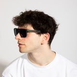 Matte Wayfarer Sunglasses with Case - Polarised With Blue Mirrored Lens