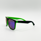 Matte Black Wayfarer Sunglasses With Blue Mirrored Lens