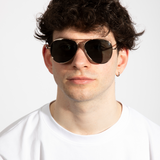 Gold Frame Aviators with Khaki Lenses