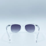 Clear Wayfarer Sunglasses with Graded Grey Lenses